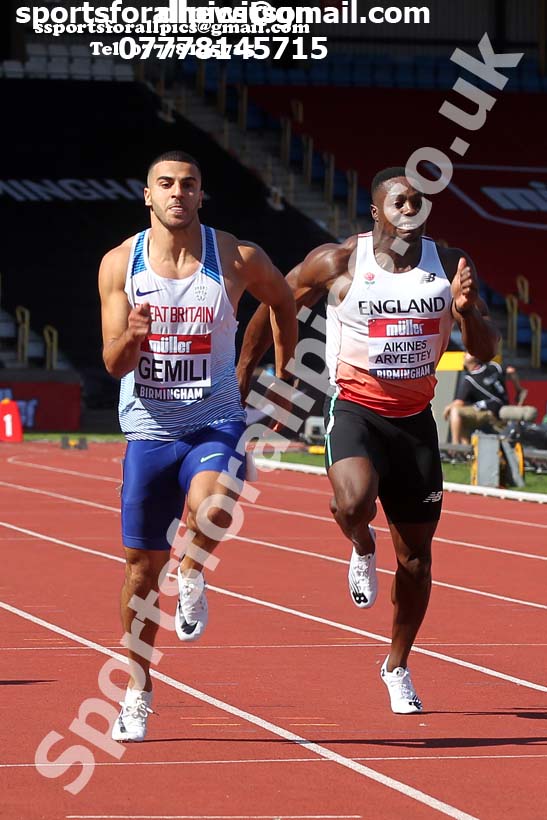 Mens 100 metres, 2019 Muller British Championships, Alexander Stadium, Birmingham. Photo: David T. Hewitson/Sports for All Pics